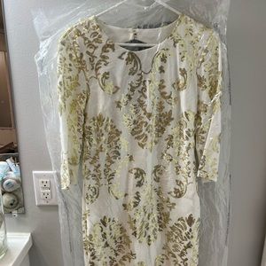 Gold and White sequin dress